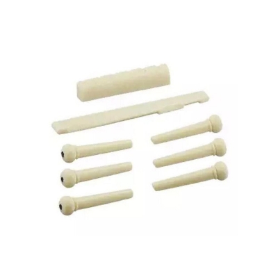 Picture of Set Acoustic Guitar Bridge Pins, Saddle And Nut- White