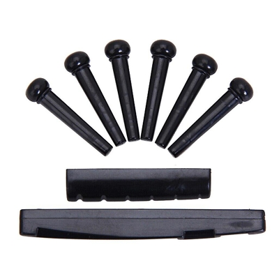 Picture of Set Acoustic Guitar Bridge Pins, Saddle And Nut-Black
