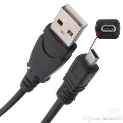 Picture of DSLR USB 2.0 A Male to Mini-B Male Cable for Cameras, Canon, Cable 1.5m-Black - Multi Plug Black