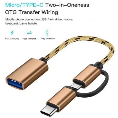 Picture of 2 in1 OTG USB Cable Adapter Micro USB Type C To USB Converter Mini Short Microusb Cable USB C Charging Charger Cable Multicolor