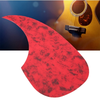Picture of Product details of Acoustic guitar pickguard protector turtle bird type shaped guard plate Features:Made of PVC material, good replaces for acoustic guitar pickguard. Self-Adhesive design, easy to use, peel off the back and stick on the guitar pickguard, Red