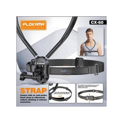 Picture of PLOKAMA CX-60 Neck Bracket Hands-Free Mount for Sports Camera & Smartphone PLOKAMA CX60 Black