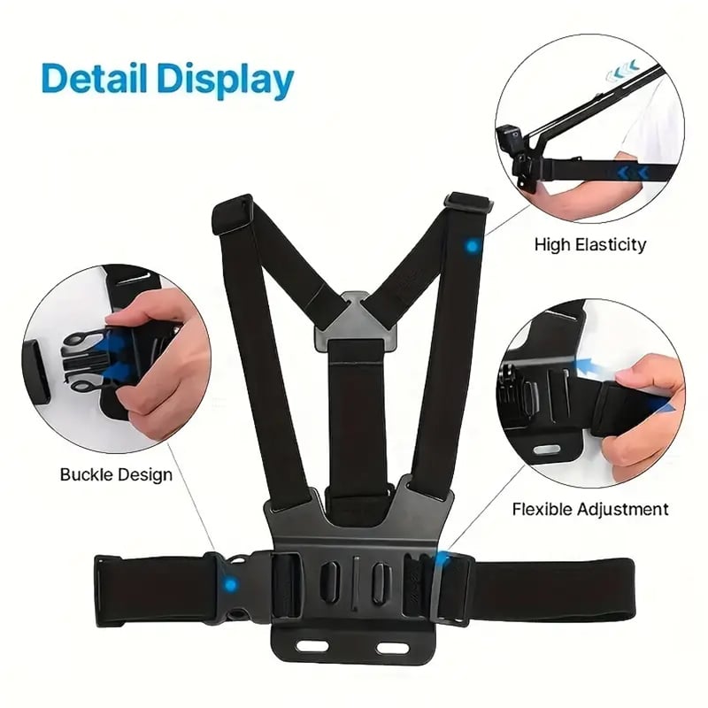 Picture of PLOKAMA CX10 Chest Strap Phone Mount – Hands-Free Holder for Vlogging & Outdoor Use (Universal Smartphone Compatible) Black