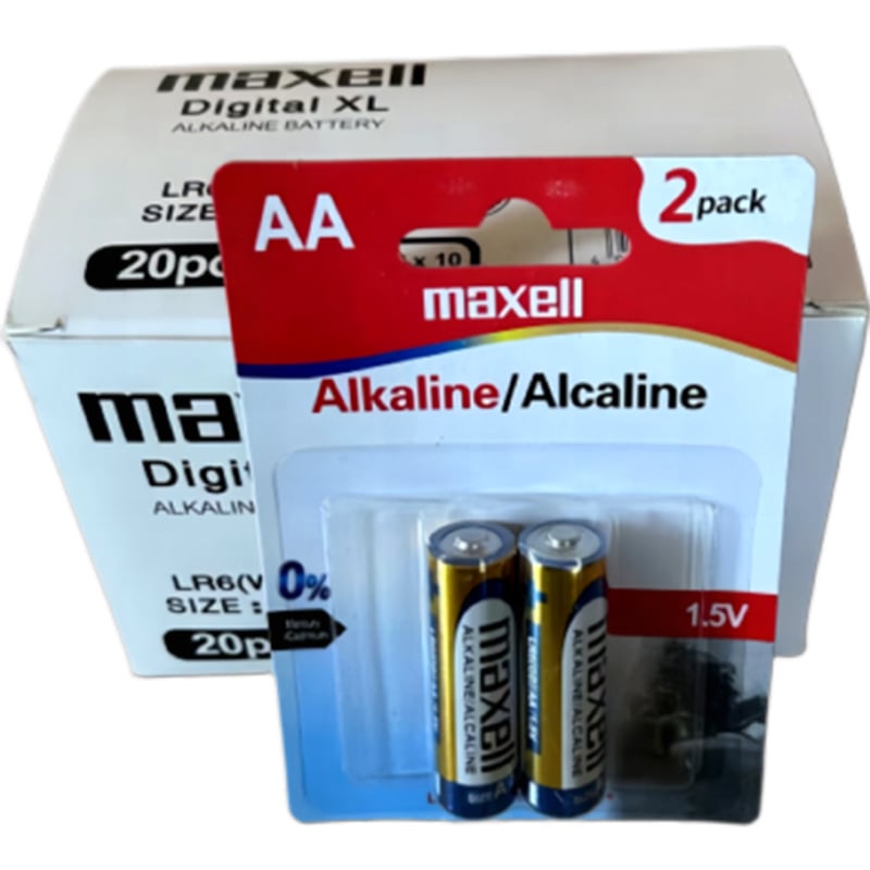 Picture of Maxell Alkaline AA Batteries: 1.5 Volt Power for Various Devices - Pack of 2 Non-Rechargeable Batteries Included - Battery Multicolor