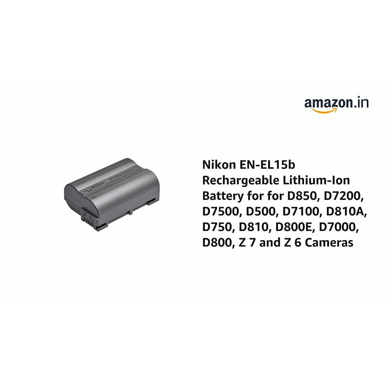 Picture of Nikon EN-EL15 Rechargeable Lithium ion Battery for D7000/D7100/D7200 D7500/D800/D610/D500/D850 DSLR Camera Battery 