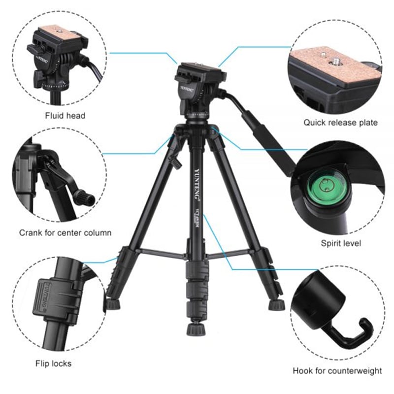 Picture of DIGIPOD TR462 Aluminum Lightweight Camera Tripod Portable Gorillapod for Sony Canon Nikon+Carrying Bag Black