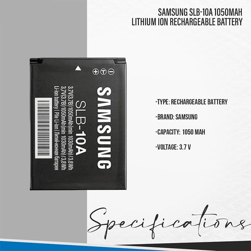 Picture of Samsung SLB-10A 1050mAh Lithium Ion Rechargeable Battery 