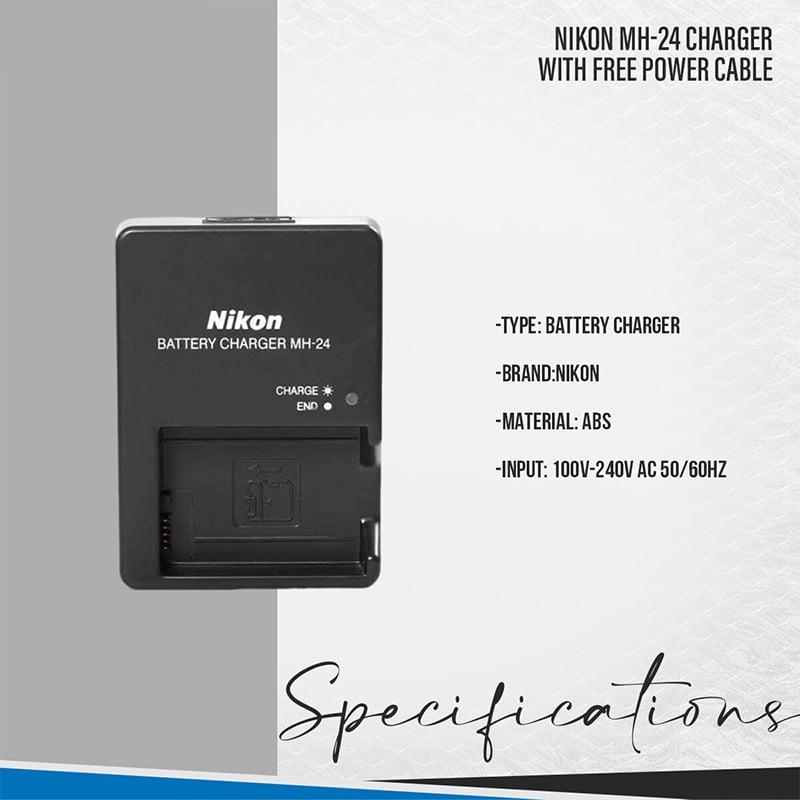 Picture of MH-24 Charger for Nikon EN-EL14-14a D5100 D3100 D3200 with Free Power Cable 