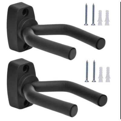 Picture of 2 Piece Guitar and Ukulele Stand Wall Mount Hanger Hook Guitar Holder with free guitar 2 picks Black