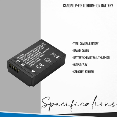 Picture of Canon LP-E12 Lithium-Ion Battery with low price Pack (7.2V, 875mAh) - Black 