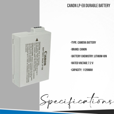 Picture of Canon LP-E8 durable Battery For 700D, 600D, 650D, 550D, Kiss X7- 1120 mAH 