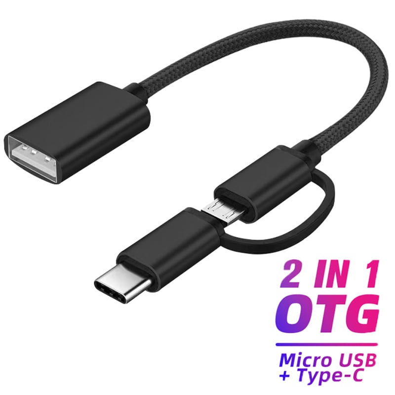 Picture of 2 in1 OTG USB Cable Adapter Micro USB Type C To USB Converter Mini Short Microusb Cable USB C Charging Charger Cable Multicolor