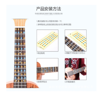 Picture of Ukulele Decals Fretboard Note Decals Sticker for Ukulele Beginners Multicolor