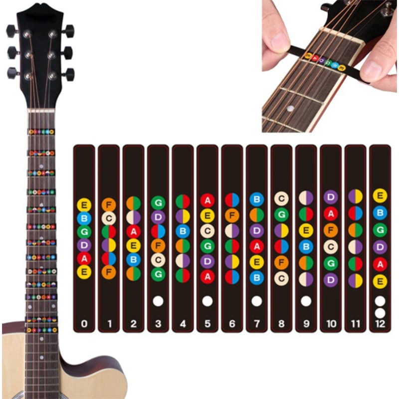 Picture of Guitar Sticker Guitar Fretboard Notes Labels Sticker Guitar Parts Fingerboard Fret Decals Acoustic Electric Guitar Accessories Multicolor