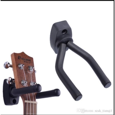 Picture of 1 Piece Guitar and Ukulele Stand Wall Mount Hanger Hook Guitar Holder - Simple to Use Black