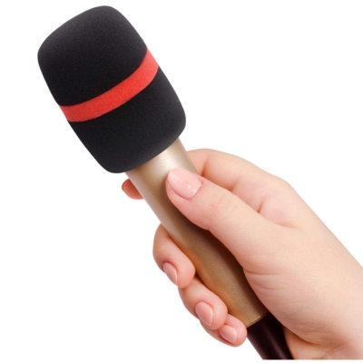 Picture of Handheld Mic windscreen foam cover for microphone Black and red color 1 pcs 