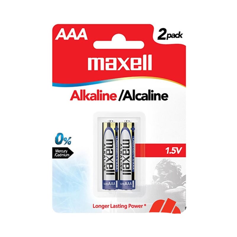 Picture of Maxell Alkaline Batteries, AAA, 1.5 Volt (Pack of 2 Pieces) NON-RECHARGEABLE BATTERIES Multicolor