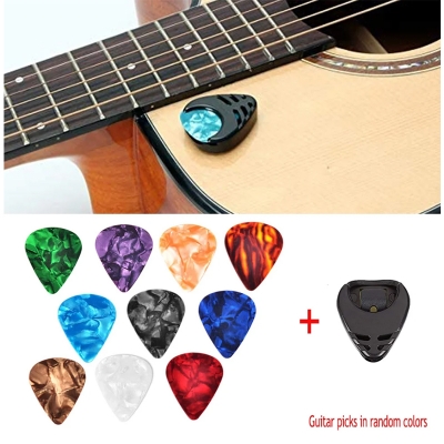 Picture of 10 Pcs  Random color  Guitar Picks For acoustic Guitar with 1 pcs Holder 