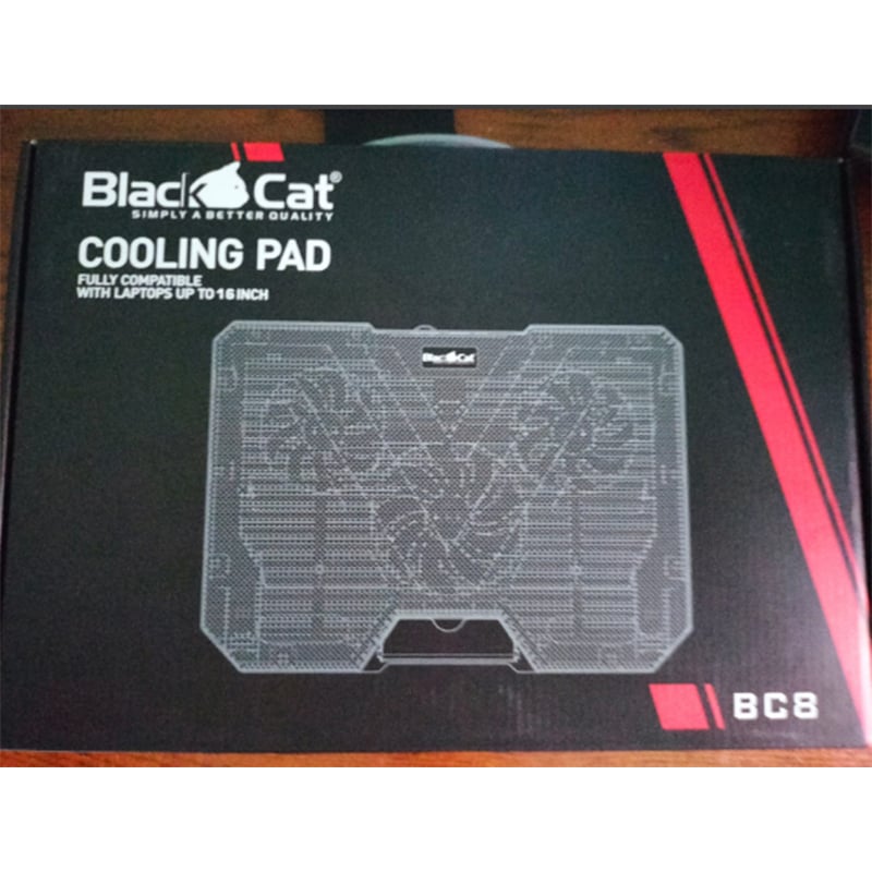 Picture of Black Cat Cooling Pad Fully Compatible with Laptops up to 16 Inch Black