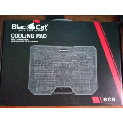 Picture of Black Cat Cooling Pad Fully Compatible with Laptops up to 16 Inch Black