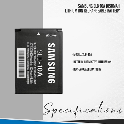 Picture of Samsung SLB-10A 1050mAh Lithium Ion Rechargeable Battery 