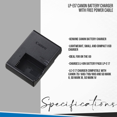 Picture of LP-E17 Canon Battery Charger with Free Power Cable For 750D/ 200D/ 800D/ 77D 