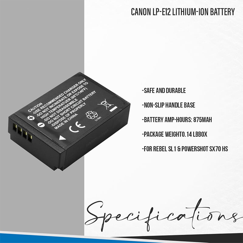 Picture of Canon LP-E12 Lithium-Ion Battery with low price Pack (7.2V, 875mAh) - Black 