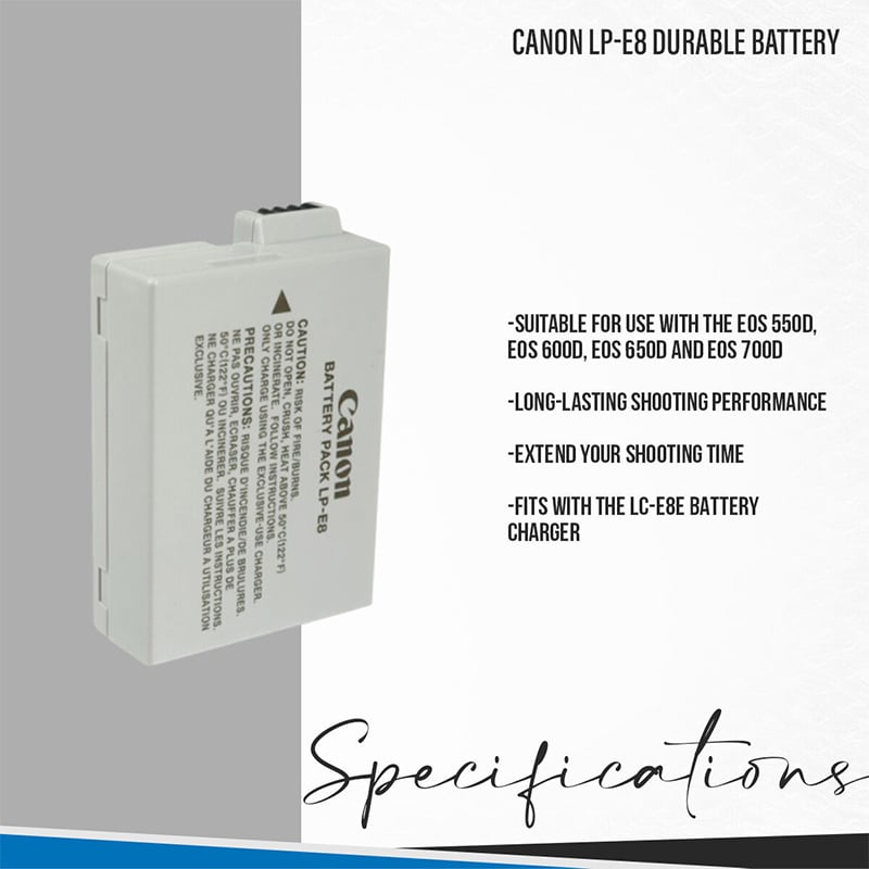 Picture of Canon LP-E8 durable Battery For 700D, 600D, 650D, 550D, Kiss X7- 1120 mAH 