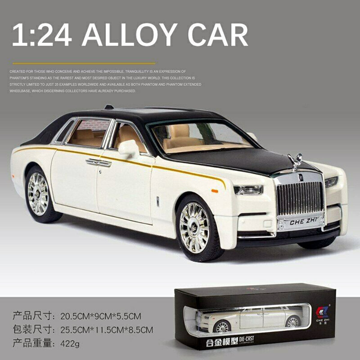 Picture of 1:24 Rolls Royce Phantom Diecast Alloy Car Luxury Simulation Toy Vehicle Metal Car 6 Door Open Model Car Sound Light Toy For Gift - car toy