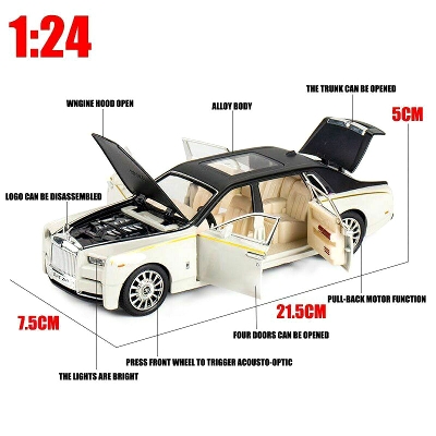 Picture of 1:24 Rolls Royce Phantom Diecast Alloy Car Luxury Simulation Toy Vehicle Metal Car 6 Door Open Model Car Sound Light Toy For Gift - car toy