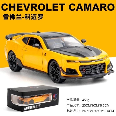 Picture of CheZhi 1:24 Chevrolet Camaro Bumblebee Diecast Alloy Car Luxurious Simulation Toy Vehicles Metal Car Open Model Car Sound Light Toys For Gift