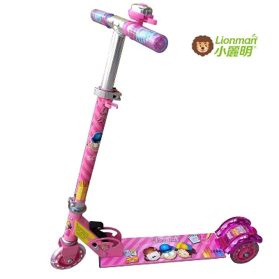 Picture of Lionman Kids Kick Scooter 2009A Model 3 Wheels Scooter Lighting System with Ring Bell Blue & Pink Color for Children