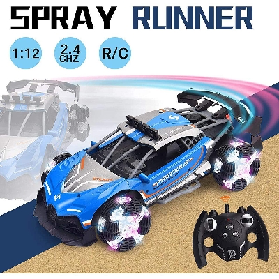 Picture of Remote Control Car Toy 1:12 RC Drift Spray Light Stunt High Speed Vehicle 360° Spins Stunt Wheel with Lights Rechargeable Cars Gift for 6+ Boys & Girls