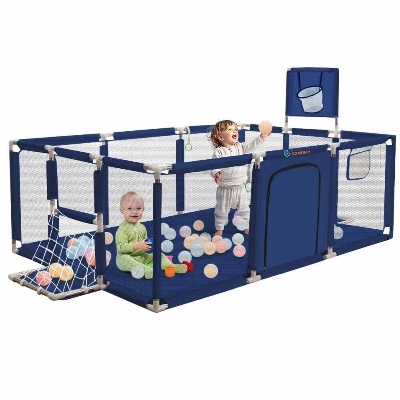 Picture of Baby Playpen Extra Large 122x182x66cm Breathable Mesh Baby Playard Fence Safe Sturdy Indoor Outdoor Kids Activity Center