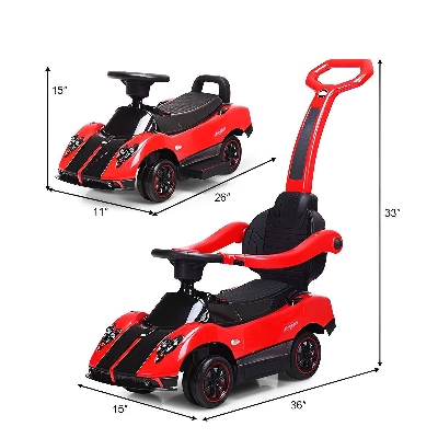 Picture of Megastar Ride On Licensed Pagani Zonda Push Car With Pull Handle - Red-Red