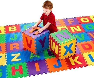 Picture of 26 Pcs Alphabet EVA Puzzle Mat Foam Floor Puzzle Mat Letters Baby Puzzle Mat Baby Activity Mats Baby Play Carpet Rugs PX28-Blue
