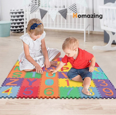 Picture of 26 Pcs Alphabet EVA Puzzle Mat Foam Floor Puzzle Mat Letters Baby Puzzle Mat Baby Activity Mats Baby Play Carpet Rugs PX28-Blue