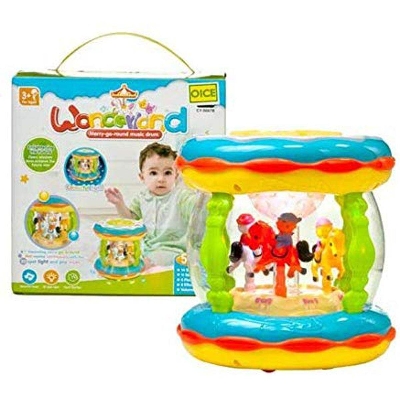 Picture of Smiles Creation Wonderland Merry Go Round with Music Drum and 3D Lights Toy for Kids-Multicolor
