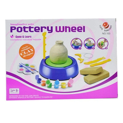 Picture of Electric Pottery Wheel Arts Craft Learning Sculpture Educational Toy Gift for Girls Boys Kids Children Toddlers Beginners (22x22cm)-Multicolor