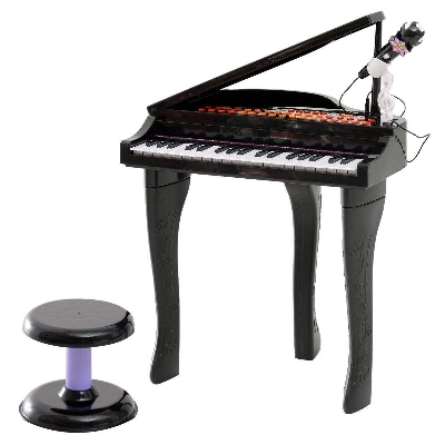 Picture of 37 Keys Electric Musical Piano Sounds of Nature Keyboard Toy for kids with Microphone & Chair for Boys and Girl Children-Black