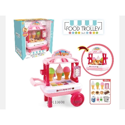 Picture of Ice Cream  Food Trolley Sweet Shop Cart Toy Pretend Play Set Kids-Multicolor