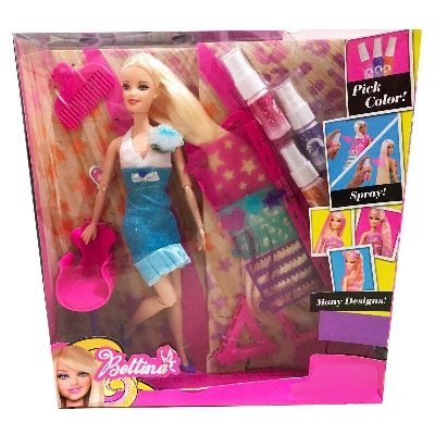 Picture of Doll with Hair Color and Design Salon Set with Accessories Toy for Small Girls-Multicolor