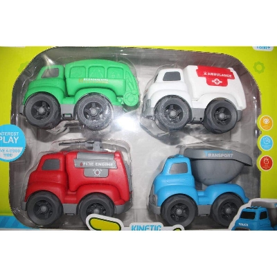 Picture of Kids Toy Friction Car Set 4 pcs Push Car for Baby Construction Truck Car Set Large Size Car-Multicolor