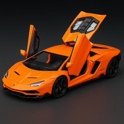 Picture of Lamborghini lumineuse Diecast Model Car 1:32 Metal Car with Light and Music Pull Back Car- Red & Orange-orange