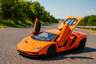 Picture of Lamborghini lumineuse Diecast Model Car 1:32 Metal Car with Light and Music Pull Back Car- Red & Orange-orange