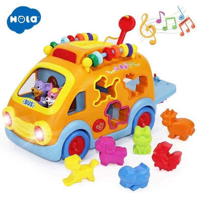 Picture of HOLA Baby Electronic Musical Bus Toy for Infant Kids Early Learning Shape Learning Development Educational Toy-Multicolor