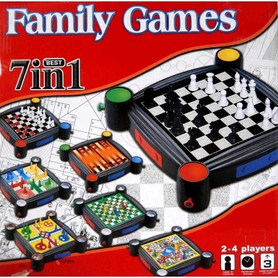 Picture of Best Family Games 7 in 1 Board Games Ludo (classic), Ludo (new version), Chess, Draughts, Backgammon, Snakes and ladders  goose-Multicolor