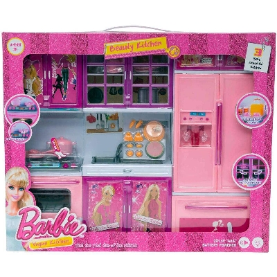 Picture of Modern Kitchen Toy Set Battery Operated Play Set with Refrigerator, Accessories, Fruits, Music and Lights, Pretend Play Toy (18X12 Inches)-Multicolor
