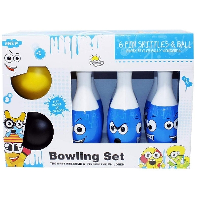 Picture of Emoji Bowling Set Toy for Kids ( Bowling Game Set 6 Bottles & 2 Balls )-Multicolor
