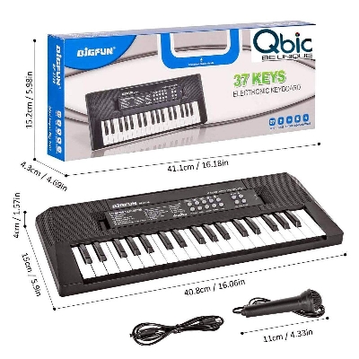 Picture of Kids Piano 37 Keys Electronic Music Keyboard with Microphone USB System Educational Musical Toy-Black